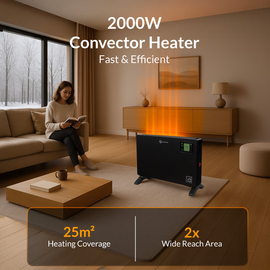 KNIGHT Convector Heater with Remote Control & Timer–Matt Black