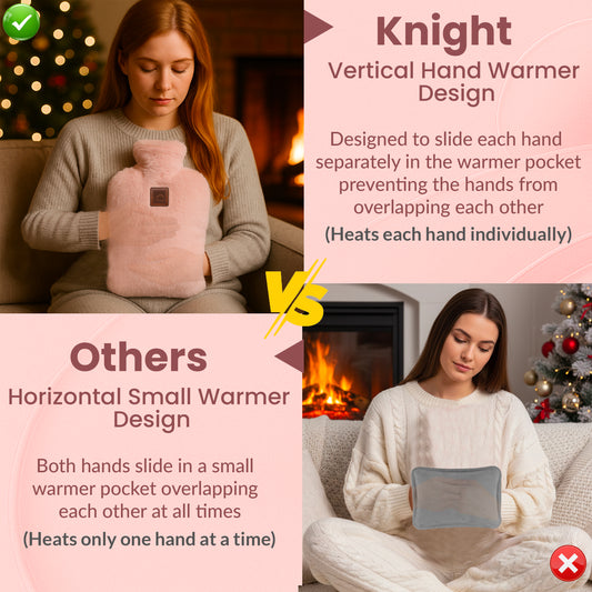 KNIGHT Rechargeable Hot Water Bottle with Charger-Pink