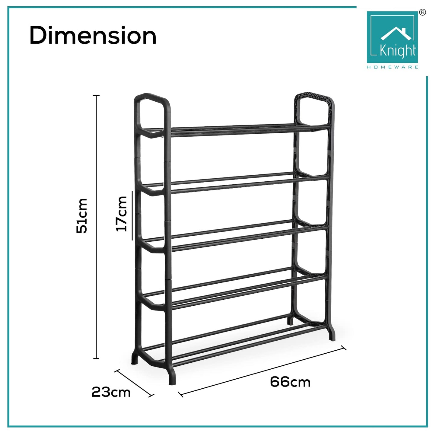 Knight 5 Tier Space Matt Colour Shoe Rack, For Living Room, Hallway and Cloakroom, Stores between 15 to 20 Pairs of Shoes, Sturdy Design, Space Saving (5 Tier)