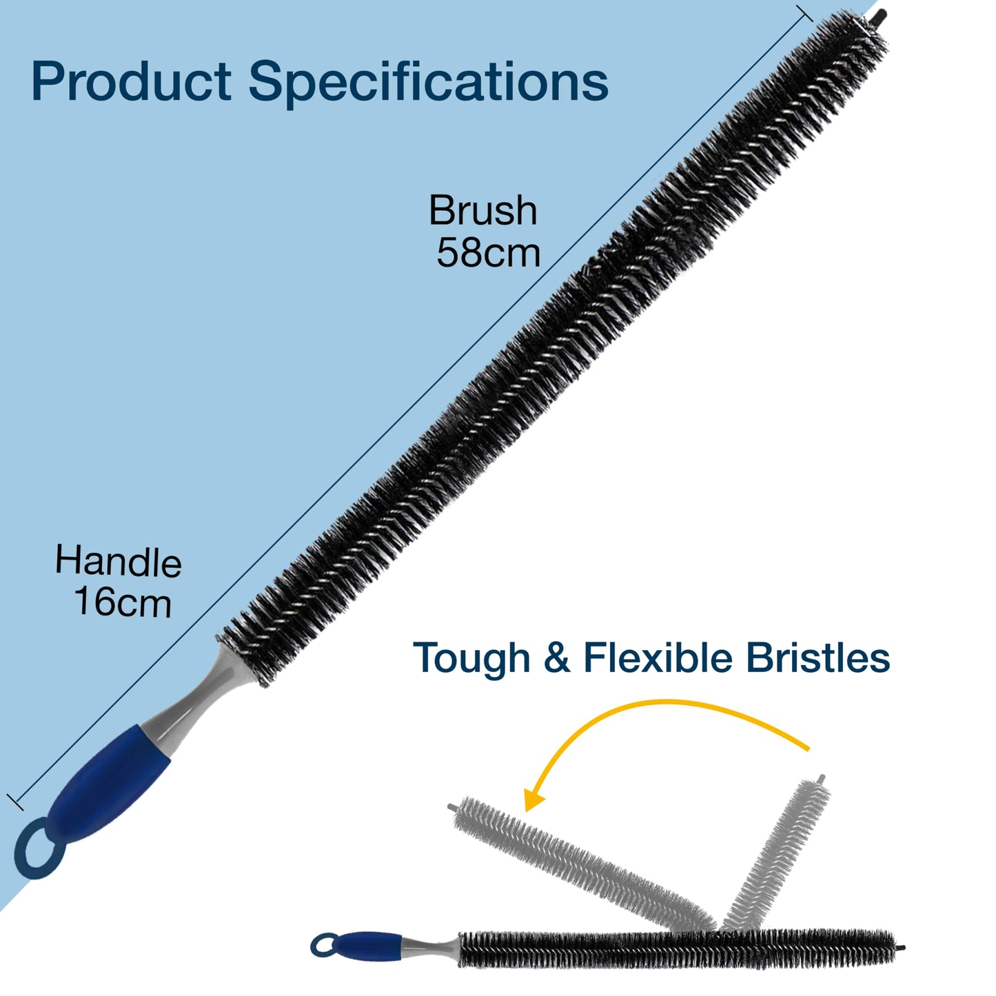 Knight Radiator Cleaner Brush | 75cm Long Reach Dust Removal Tool for Home & Office Radiators | Thin Long Bedndable, Non-Scratch Radiator Duster Brush for Lint & Appliances.