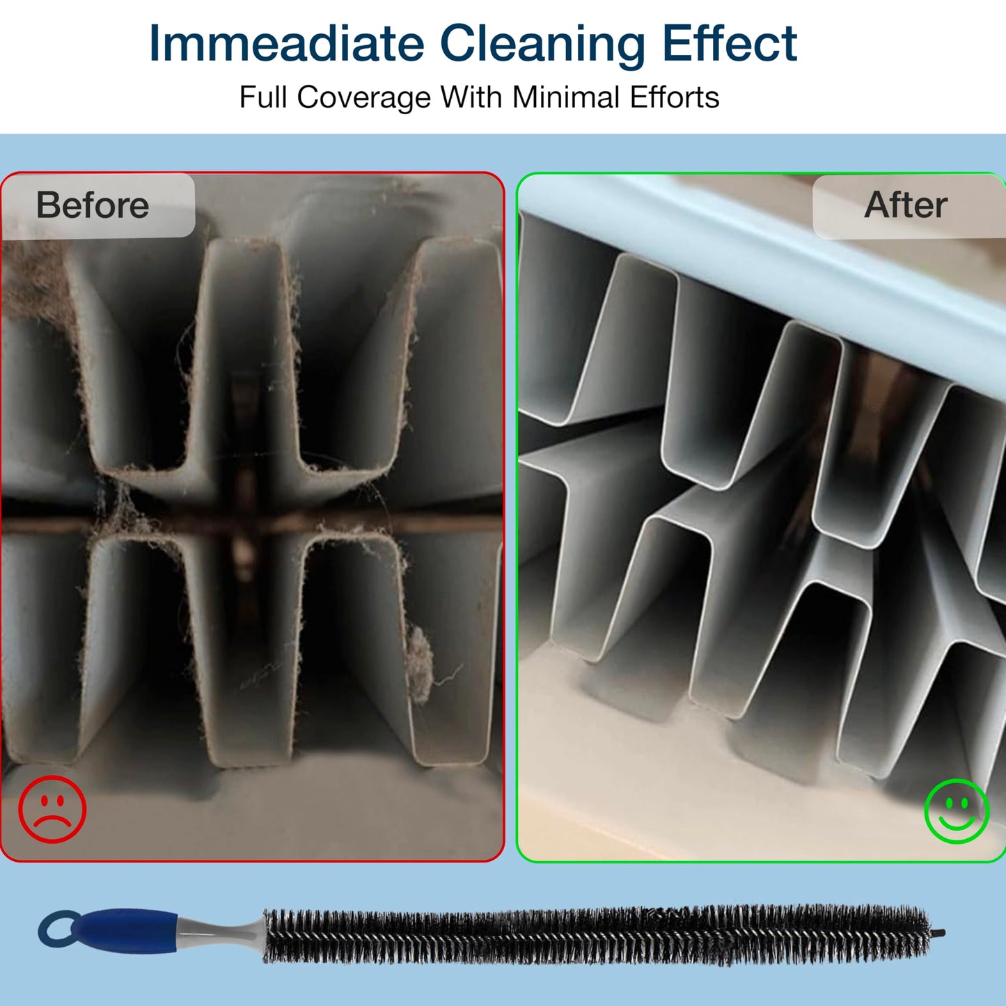 Knight Radiator Cleaner Brush | 75cm Long Reach Dust Removal Tool |Thin Long Bedndable, Non-Scratch Radiator Duster Brush for Lint & Appliances, Home & Office Radiators.