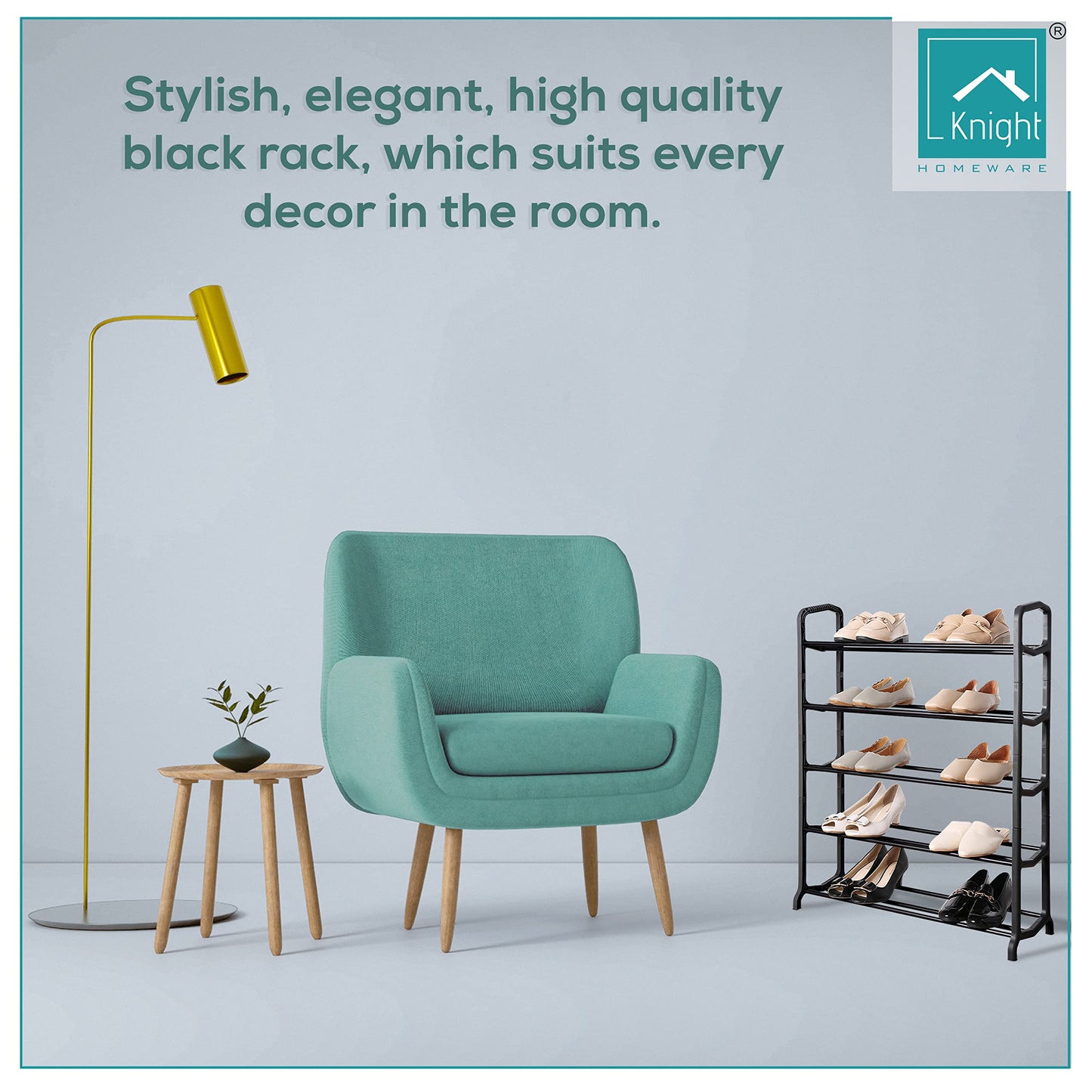 Knight 5 Tier Space Matt Colour Shoe Rack, For Living Room, Hallway and Cloakroom, Stores between 15 to 20 Pairs of Shoes, Sturdy Design, Space Saving (5 Tier)
