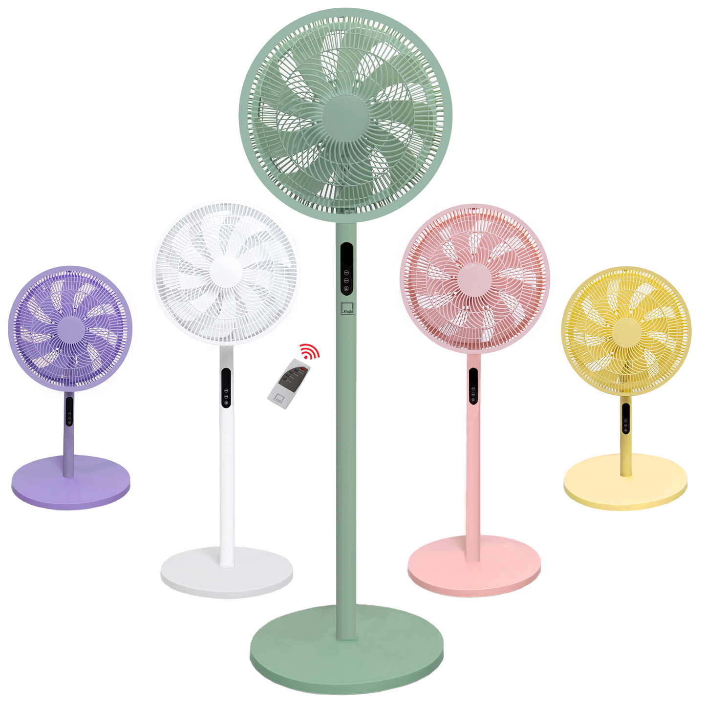 Knight 2in1 16" Pedestal Stand Fan & Desk Fan with Remote Control, Timer & 3 speed Setting | 9 Blades Turbo Wind | Round Base | Oscillation | Easy Assemble - No Tools | Mint Green