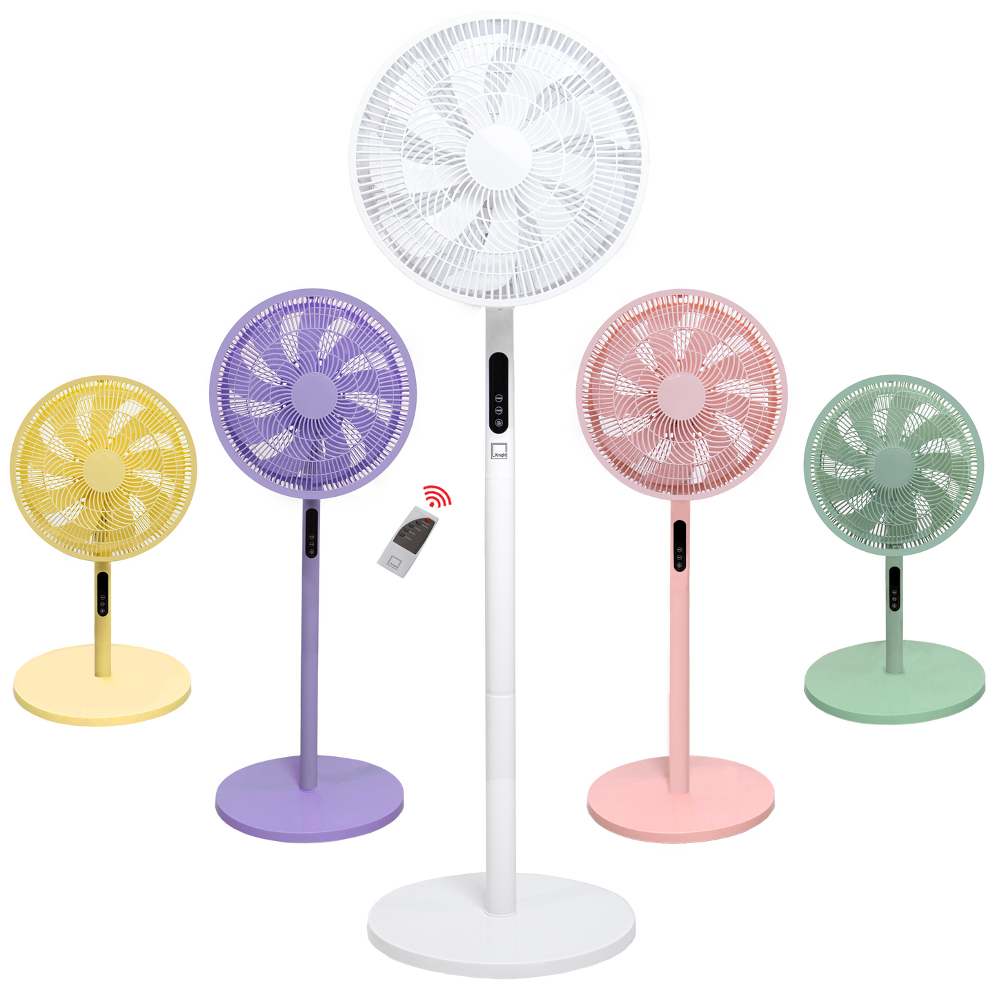 Knight 2in1 16" Pedestal Stand Fan & Desk Fan with Remote Control, Timer & 3 speed Setting | 9 Blades Turbo Wind | Round Base | Oscillation | Easy Assemble - No Tools | Off-White
