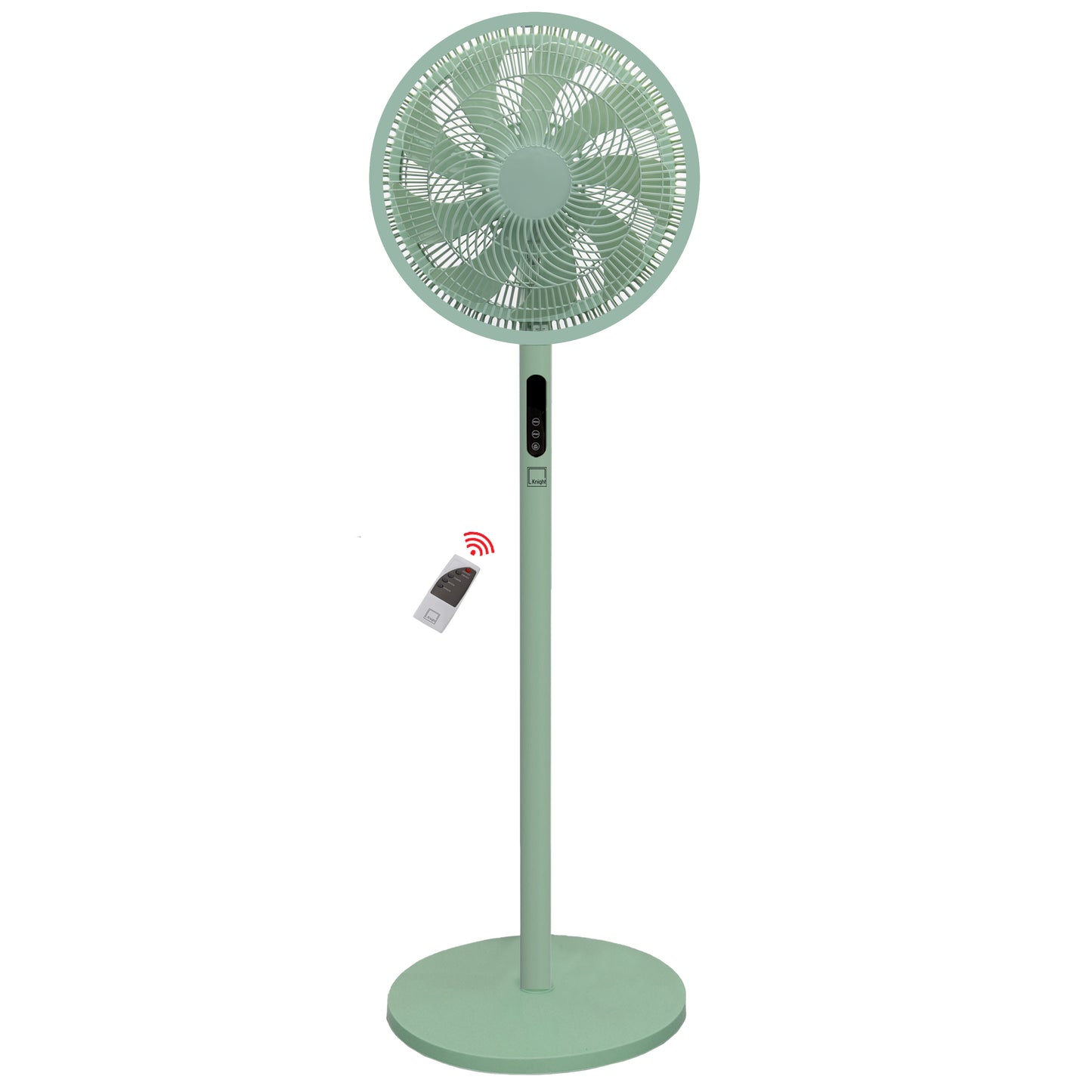 Knight 2in1 16" Pedestal Stand Fan & Desk Fan with Remote Control, Timer & 3 speed Setting | 9 Blades Turbo Wind | Round Base | Oscillation | Easy Assemble - No Tools | Mint Green