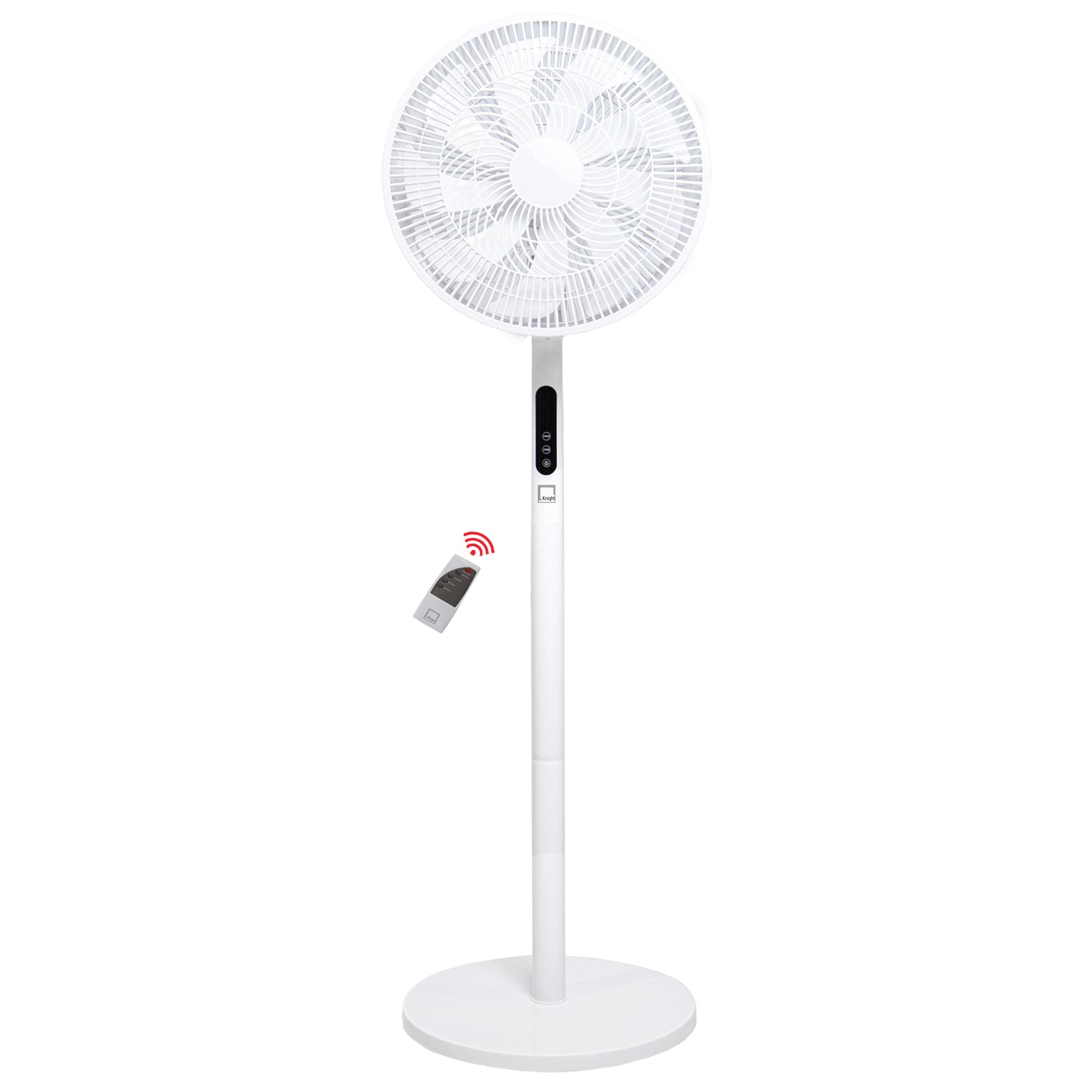 Knight 2in1 16" Pedestal Stand Fan & Desk Fan with Remote Control, Timer & 3 speed Setting | 9 Blades Turbo Wind | Round Base | Oscillation | Easy Assemble - No Tools | Off-White