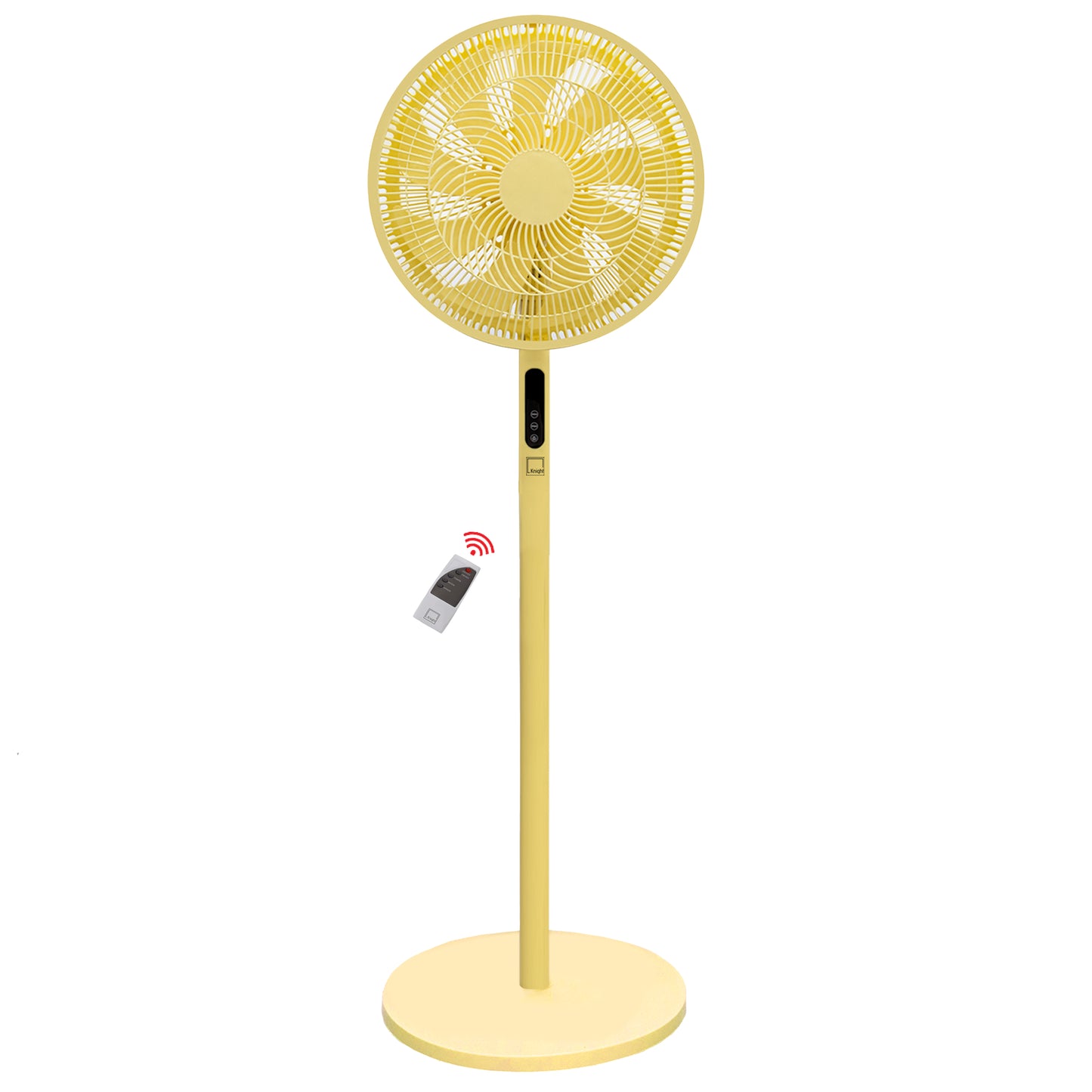 Knight 2in1 16" Pedestal Stand Fan & Desk Fan with Remote Control, Timer & 3 speed Setting | 9 Blades Turbo Wind | Round Base | Oscillation | Easy Assemble - No Tools | Lime Yellow