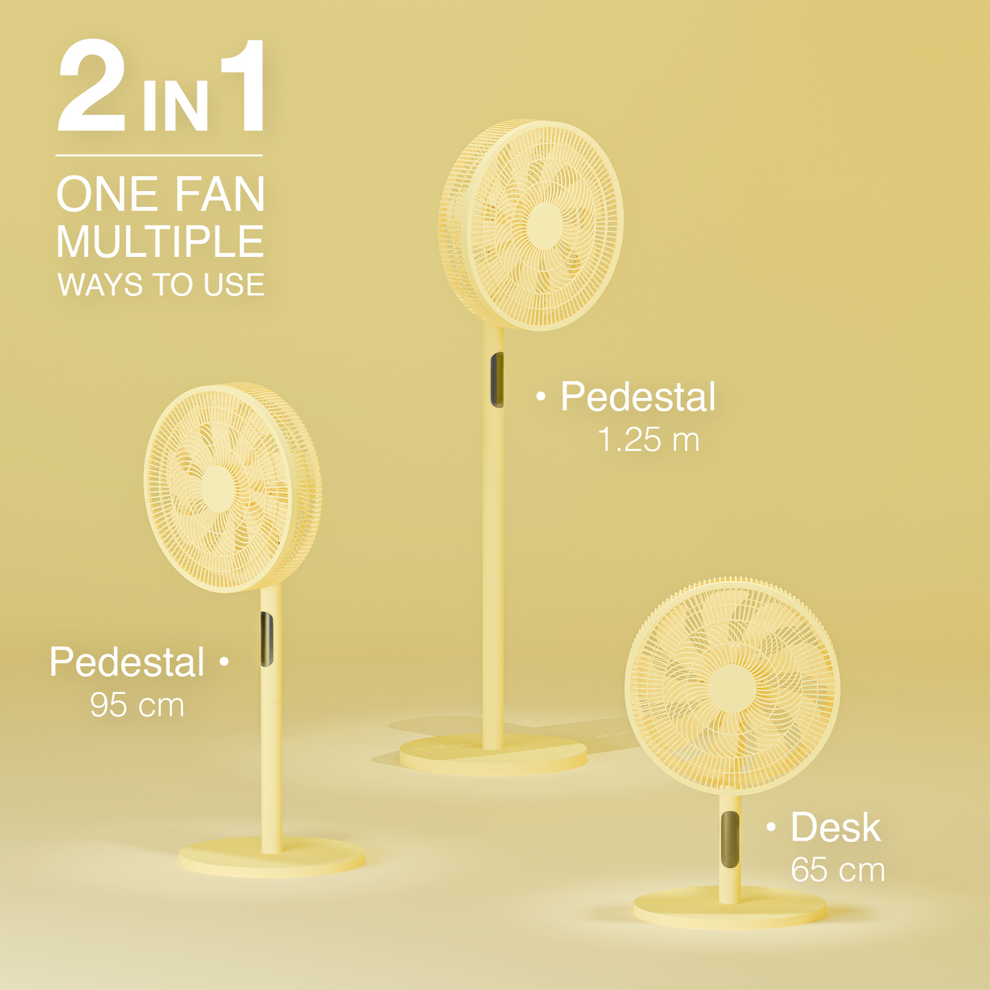 Knight 2in1 16" Pedestal Stand Fan & Desk Fan with Remote Control, Timer & 3 speed Setting | 9 Blades Turbo Wind | Round Base | Oscillation | Easy Assemble - No Tools | Lime Yellow