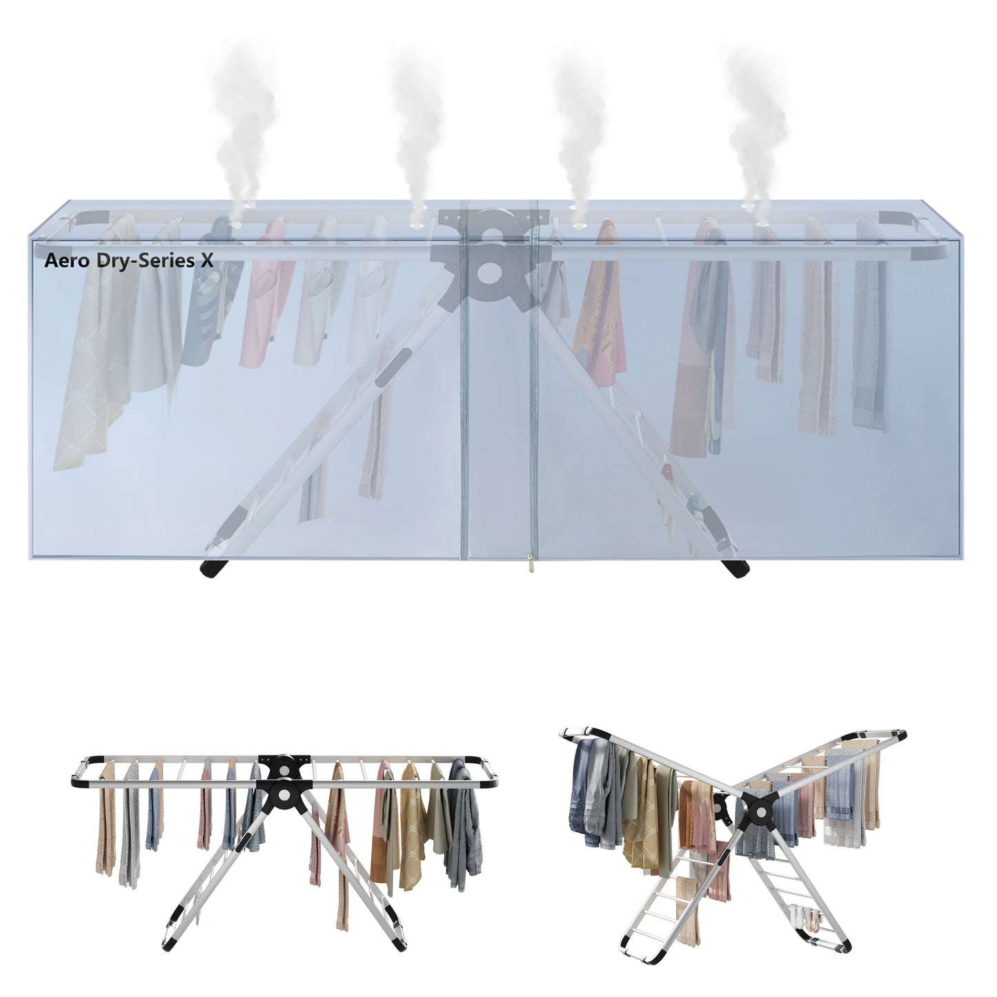 Knight Custom Designed Best Fit Cover for Aero Dry - Series X Heated Airer | Adjustable Zipper | Use of Cover On Heated Airer Helps Fast Drying, Energy Saving and Condensation Control - Grey