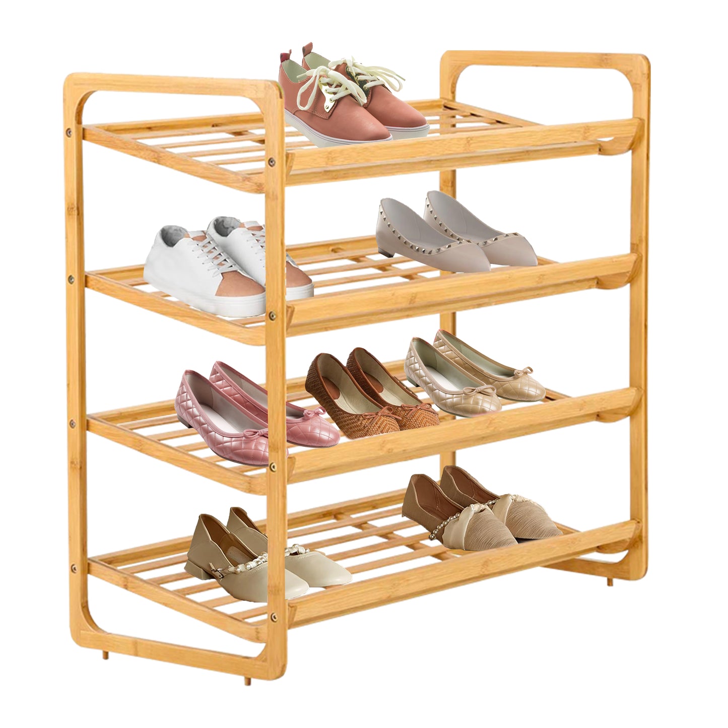Knight 4 TIER Bamboo Shoe Rack,100% Natural & Renewable, Super Strong Heavy Duty Durable Wooden Shoe Rack Stand Storage Organiser (4 Tier (L71 x W33 x H68 cm))