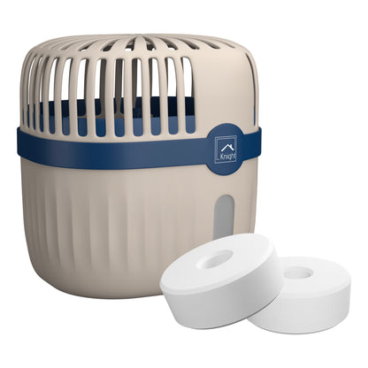 Knight Refillable & Reusable Dehumidifier, 360º Moisture Absorber, Lasts Upto 60 Days Fast Absorption Of Moisture In Home, Garage, Caravans & Office. 1 Reusable Unit with 2 Tablets - Blue