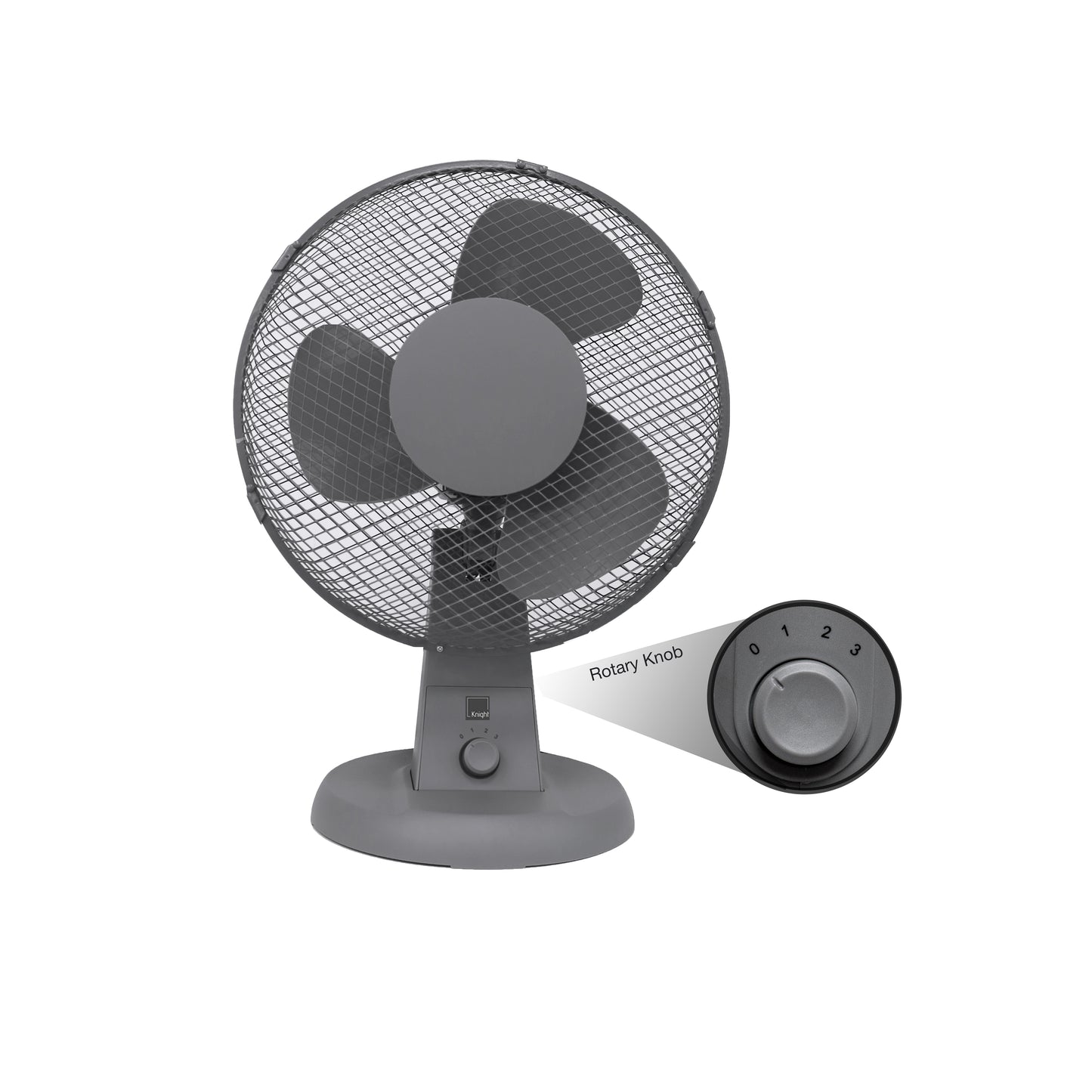 Knight 12" Desk Fan | Matt Black | 4 Position Rotary Knob | 3 Speed Setting | Oscillating & Tilting Head | Portable & Low Noise | Ideal for Office & Home [Upgraded Design]