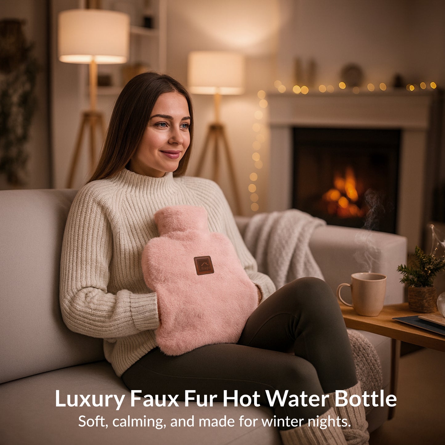 KNIGHT Rechargeable Hot Water Bottle with Charger, Soft &amp; Fluffy Cover with Hand Warmer, Heat Pad for Hand &amp; Body Up to 6 Hour, Fast Heating Temperature Control Valentine's Day Gift for Girls - Pink