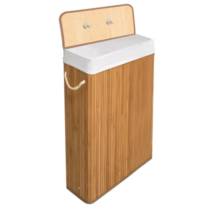 KNIGHT Bamboo Laundry Basket, 56L Laundry Hamper with Removable Washable Lining, Easy Assemble Easy Folding Storage Bin 40x18x60 cm ( Natural)