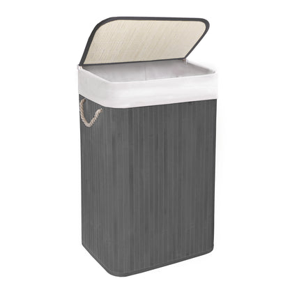 KNIGHT Bamboo Laundry Basket, 72L Laundry Hamper with Removable Washable Lining, Easy Assemble Easy Folding Storage Bin 40x30x60 cm