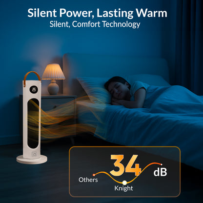 KNIGHT Electric Heater 2000W Portable Ceramic Fan Heater for Home, 80° Oscillating PTC Tower Heater with Remote, Instant Heating in 3 Seconds for Large Room, Touch Screen Control & Leather Handle