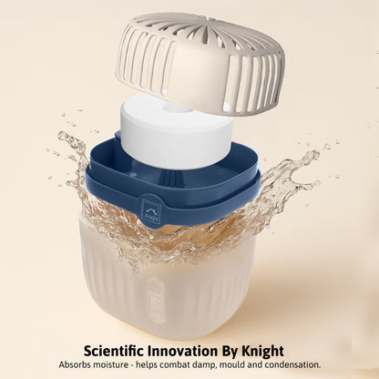 Knight Refillable & Reusable Dehumidifier, 360º Moisture Absorber, Lasts Upto 60 Days Fast Absorption Of Moisture In Home, Garage, Caravans & Office. 1 Reusable Unit with 2 Tablets - Blue