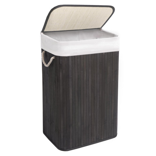 KNIGHT Bamboo Laundry Basket, 72L Laundry Hamper with Removeable Washable Lining, Easy Assemble Easy Folding Storage Bin 40x30x60 cms