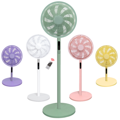 Knight 2in1 16" Pedestal Stand Fan & Desk Fan with Remote Control, Timer & 3 speed Setting | 9 Blades Turbo Wind | Round Base | Oscillation | Easy Assemble - No Tools | Mint Green