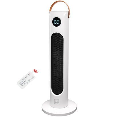 KNIGHT Electric Heater 2000W Portable Ceramic Fan Heater for Home, 80° Oscillating PTC Tower Heater with Remote, Instant Heating in 3 Seconds for Large Room, Touch Screen Control & Leather Handle