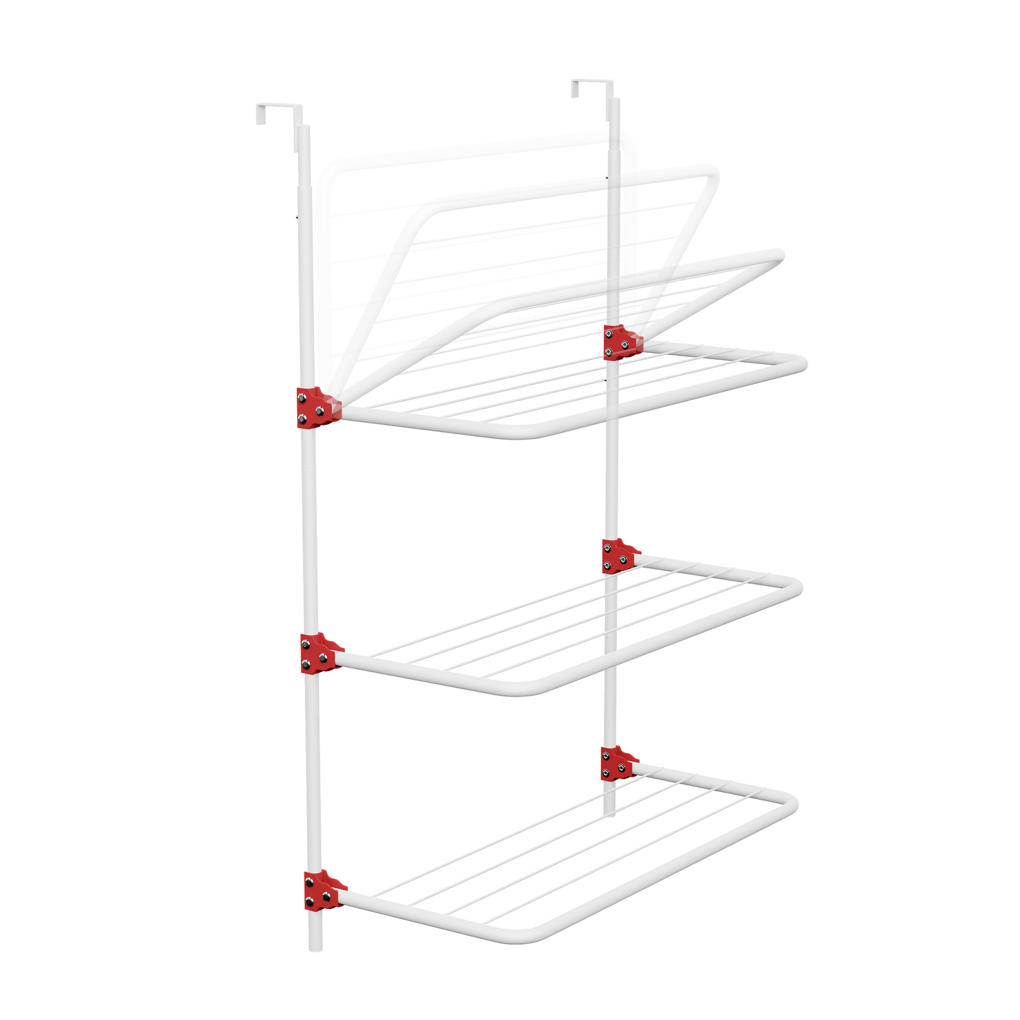 Knight 3-Tier Over The Door Clothes Airer | Foldable Clothes Rail with Corner Spaces for Hangers | Sturdy Hanging Washing Laundry Airer | Indoor Clothes Drying Rack for Small Spaces (White)