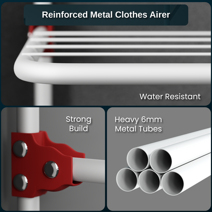 Knight 3-Tier Over The Door Clothes Airer | Foldable Clothes Rail with Corner Spaces for Hangers | Sturdy Hanging Washing Laundry Airer | Indoor Clothes Drying Rack for Small Spaces (White)