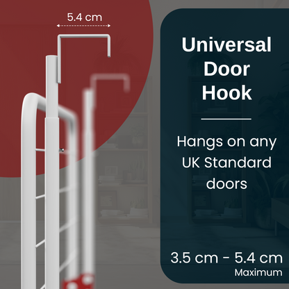 Knight 3-Tier Over The Door Clothes Airer | Foldable Clothes Rail with Corner Spaces for Hangers | Sturdy Hanging Washing Laundry Airer | Indoor Clothes Drying Rack for Small Spaces (White)