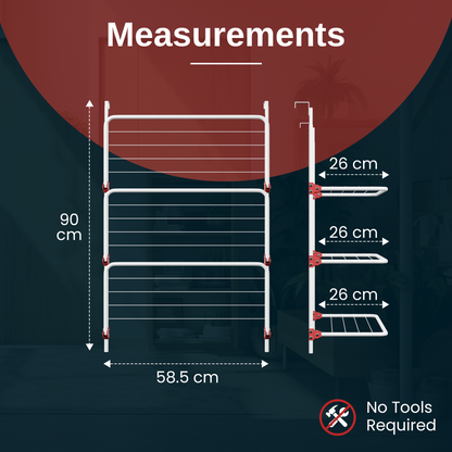 Knight 3-Tier Over The Door Clothes Airer | Foldable Clothes Rail with Corner Spaces for Hangers | Sturdy Hanging Washing Laundry Airer | Indoor Clothes Drying Rack for Small Spaces (White)