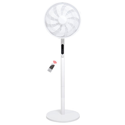 Knight 2in1 16" Pedestal Stand Fan & Desk Fan with Remote Control, Timer & 3 speed Setting | 9 Blades Turbo Wind | Round Base | Oscillation | Easy Assemble - No Tools | Off-White