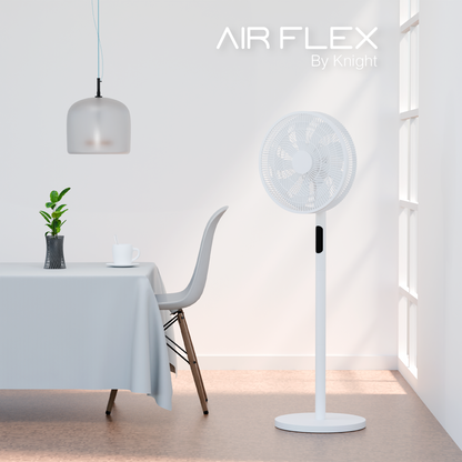 Knight 2in1 16" Pedestal Stand Fan & Desk Fan with Remote Control, Timer & 3 speed Setting | 9 Blades Turbo Wind | Round Base | Oscillation | Easy Assemble - No Tools | Off-White