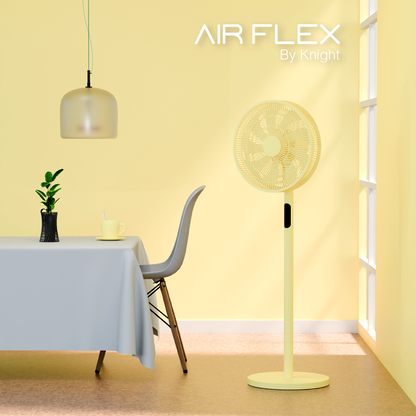 Knight 2in1 16" Pedestal Stand Fan & Desk Fan with Remote Control, Timer & 3 speed Setting | 9 Blades Turbo Wind | Round Base | Oscillation | Easy Assemble - No Tools | Lime Yellow