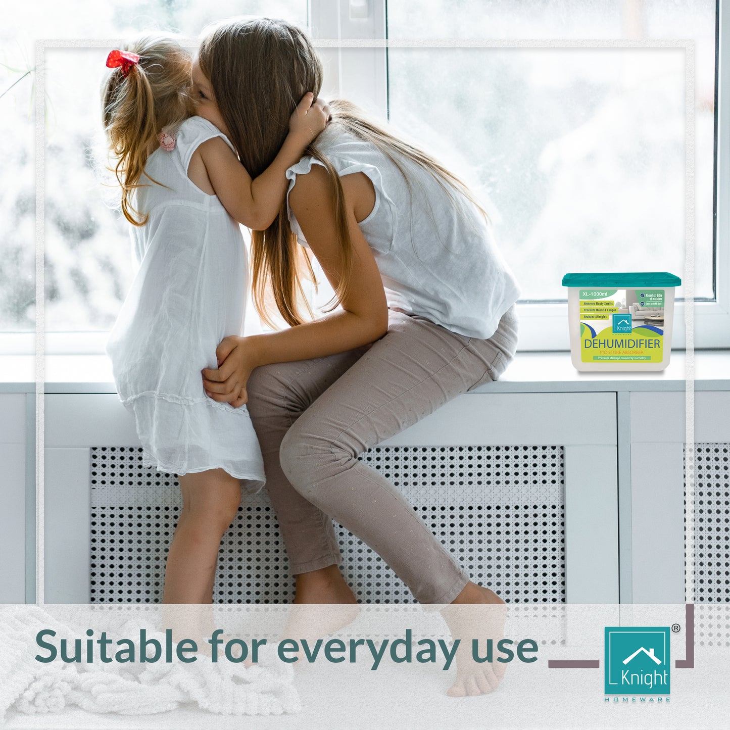 KNIGHT 1000ml 5 Pack Dehumidifier - 1L Moisture Absorber, Long Lasting 90 Days Dehumidifier, Prevents Mould and Condensation caused by Humidity in Home, Kitchen, Caravan & Garage - Patent Design